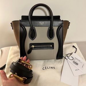 Celine 2016 tricolor nano luggage tote